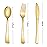 N9R 500PCS Gold Plastic Silverware - Gold Plastic Cutlery Set Disposable Flatware Dinnerware -200 Forks, 150 Spoons, 150 Knives for Party, Birthday, Wedding Utensils