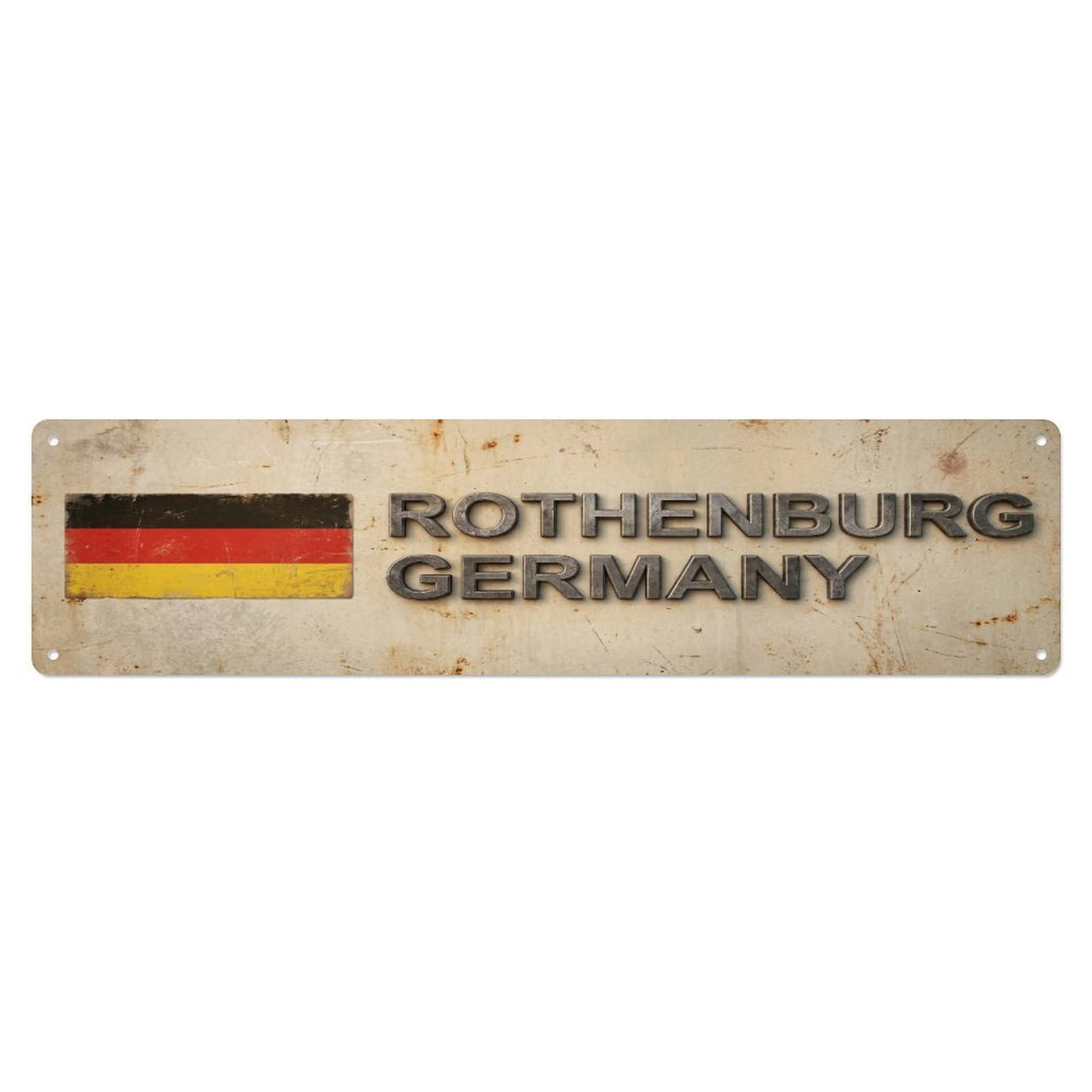 Metal Tin Sign Vintage Rothenburg Germany Flag Decor Rustic Travel