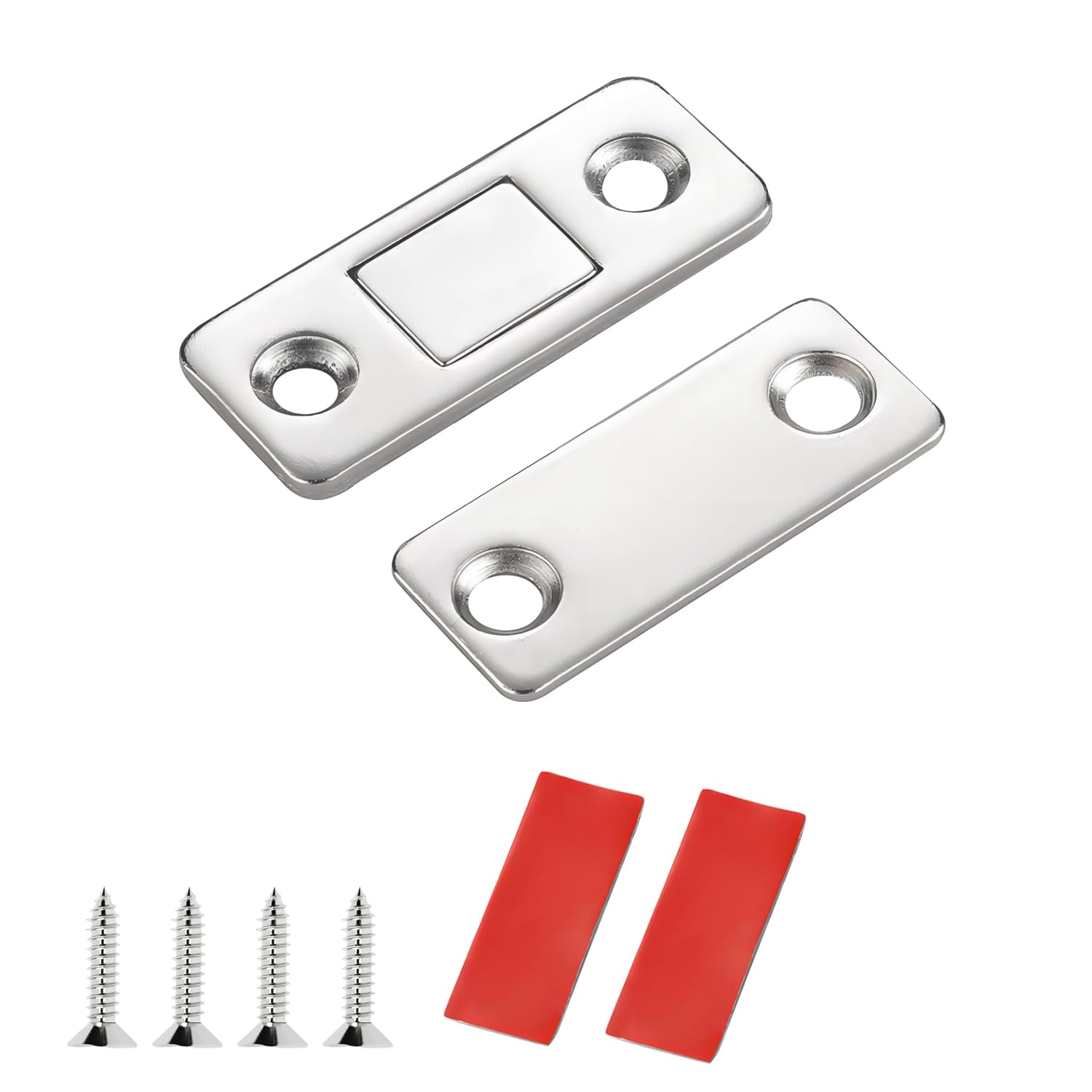 Qrity 4 Pcs Magnetic Door Catch, Cabinet Magnetic Door Catches Self Adhesive, Magnetic Strips, Magnetic Latch Closure Closer
