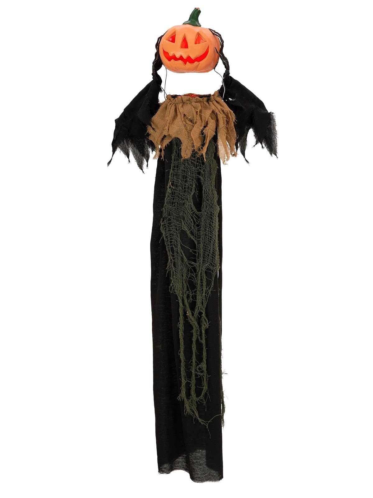 EUROPALMS Halloween Figur Kürbiskopf, animiert 115cm | Animierte Hängefigur Kürbiskopf
