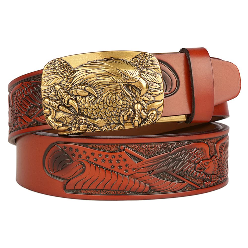 BDAYEK Men's Belt Men's Sliding Ratchet Belt Genuine Leather Automatic Buckle Engraved Plate(A,120Cm/47Inch)