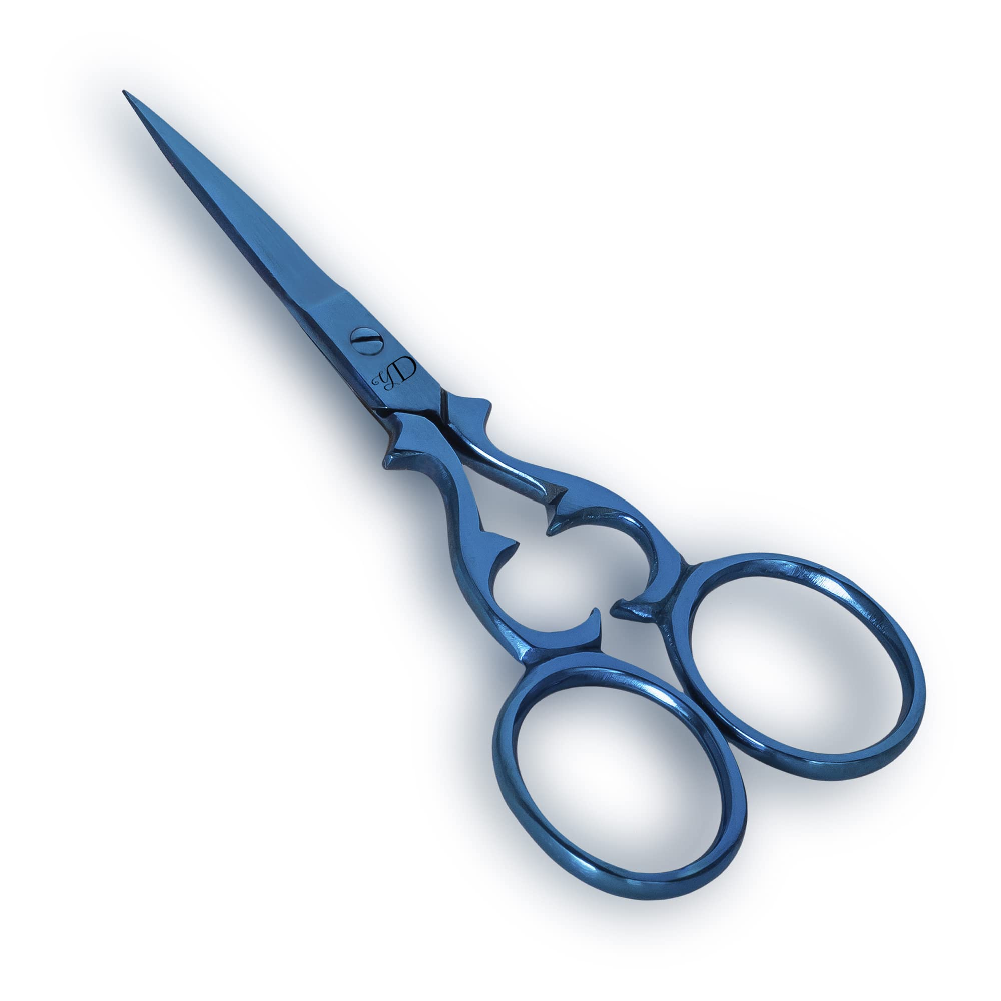 Yas Designer Blue Yas Embroidery Scissors Stainless Sharp Tip Classic 3.75” Small Scissors For Sewing Crafting - Hair, Moustache & Cuticle (Blue)