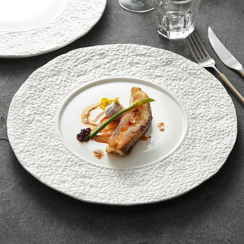 Assiettes Service de Table Assiette plate en céramique à motif rocheux, assiette de cuisine occidentale, ménage(S)