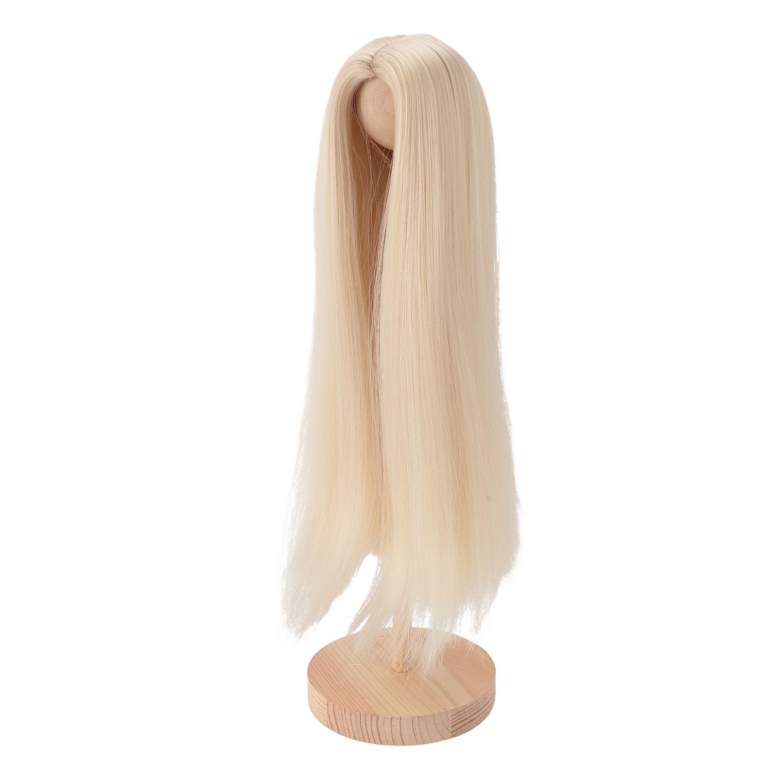 BusoTh Long Straight Doll Wig, Simulation Professional Middle Part Soft Doll Wig Hand Crafted for Doll Making (Milky Gold)