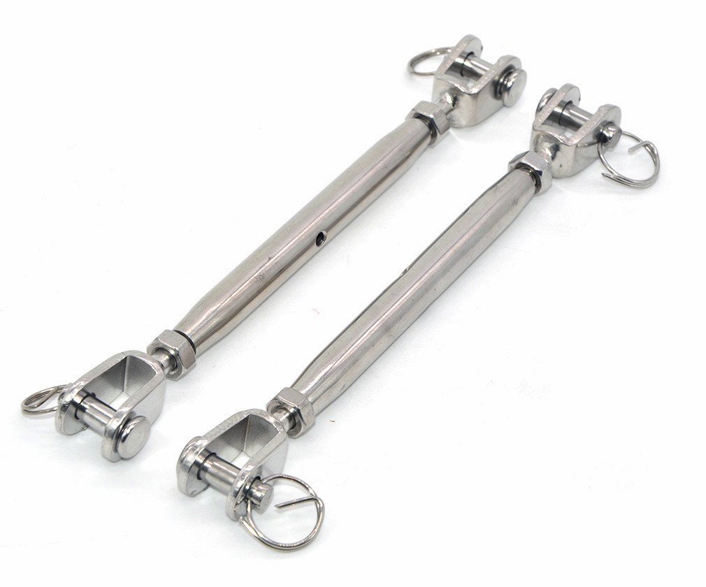 Emcollection Silver 2 Pcs 304 Stainless Steel European Style Closed Body M10 Jaw Turnbuckle With Working Magnetic