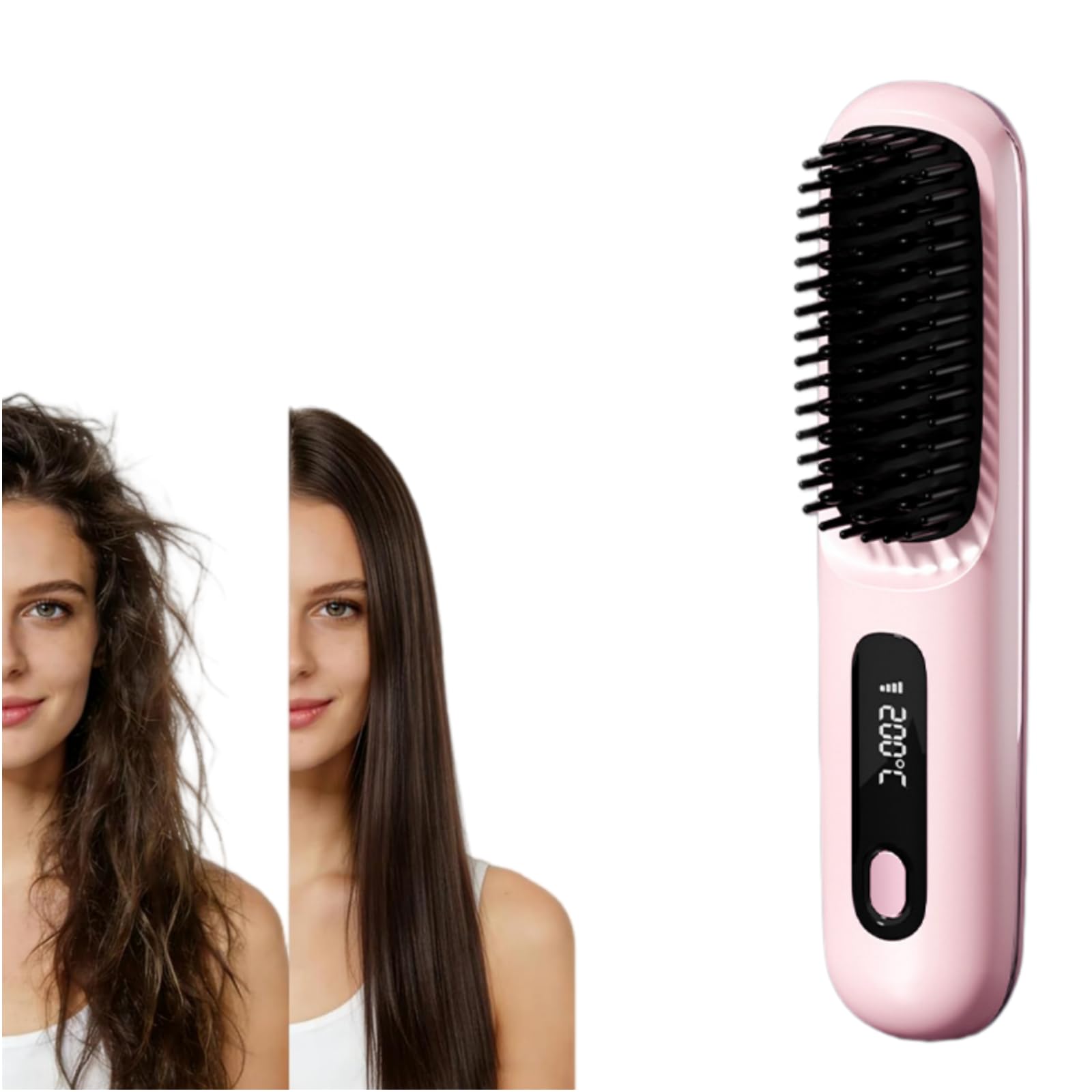 Brosse Cocoony pour Cheveux Courts Brosse, Un Volume Coiffe en 2 Minutes, 3 Réglages De Température, Chauffage Rapide (Rose)