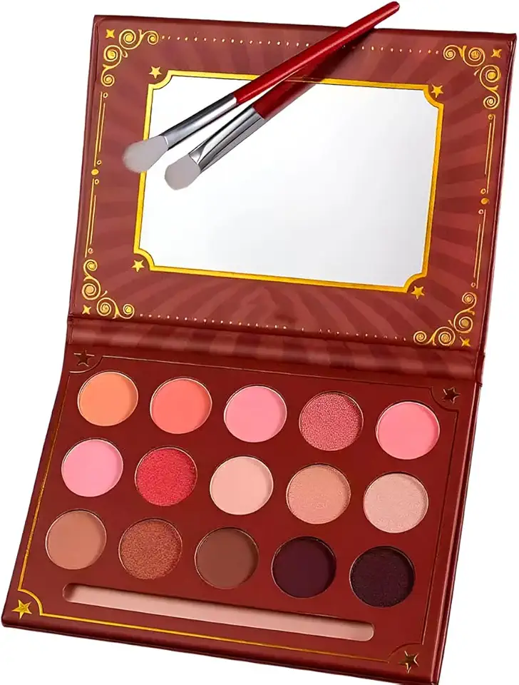 Paleta de Sombras 15 Cores Matte e Cintilante com Pincel, 18g, Design Slim com Espelho