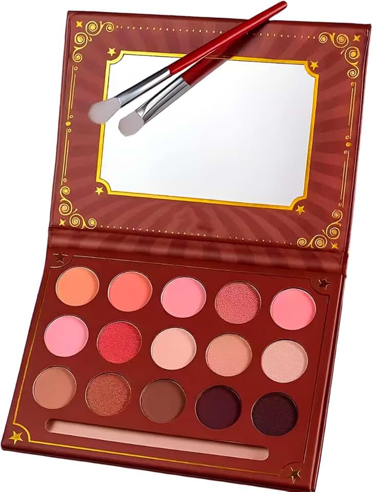 Paleta de Sombras 15 Cores Matte e Cintilante com Pincel, 18g, Design Slim com Espelho
