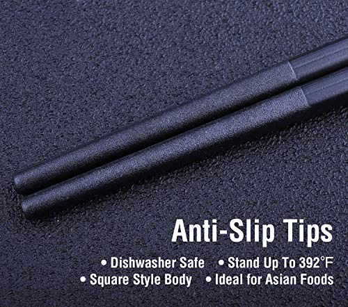 image for 5 Pairs Fiberglass Chopsticks, GLAMFIELDS Reusable Japanese Chinese Ch