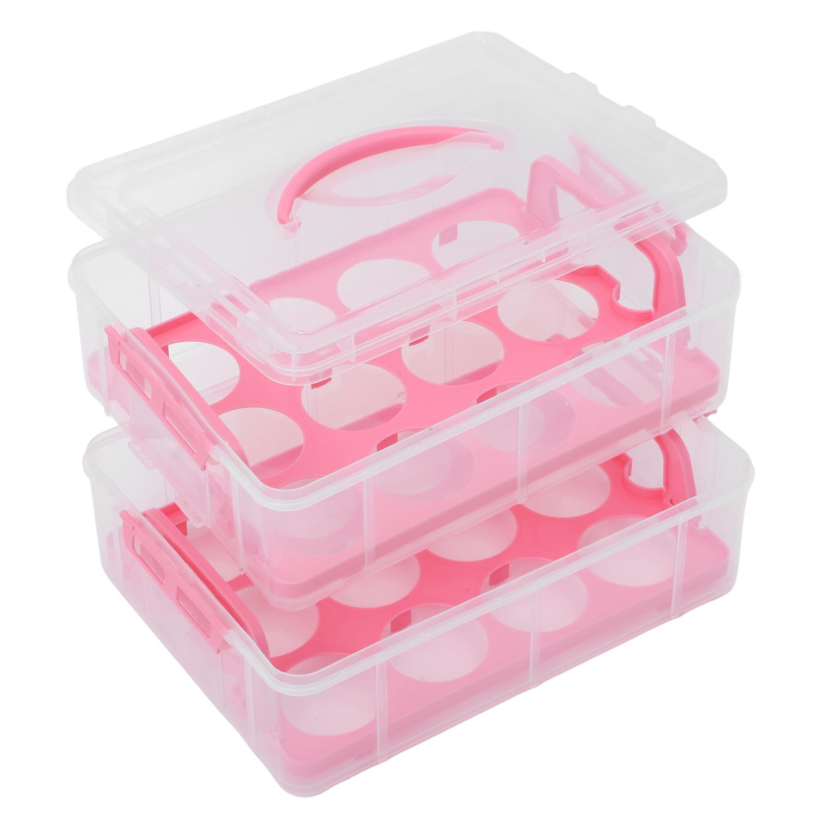 Caja de Pastel de Mano Reutilizable PP para Tartas y Postres Rosa