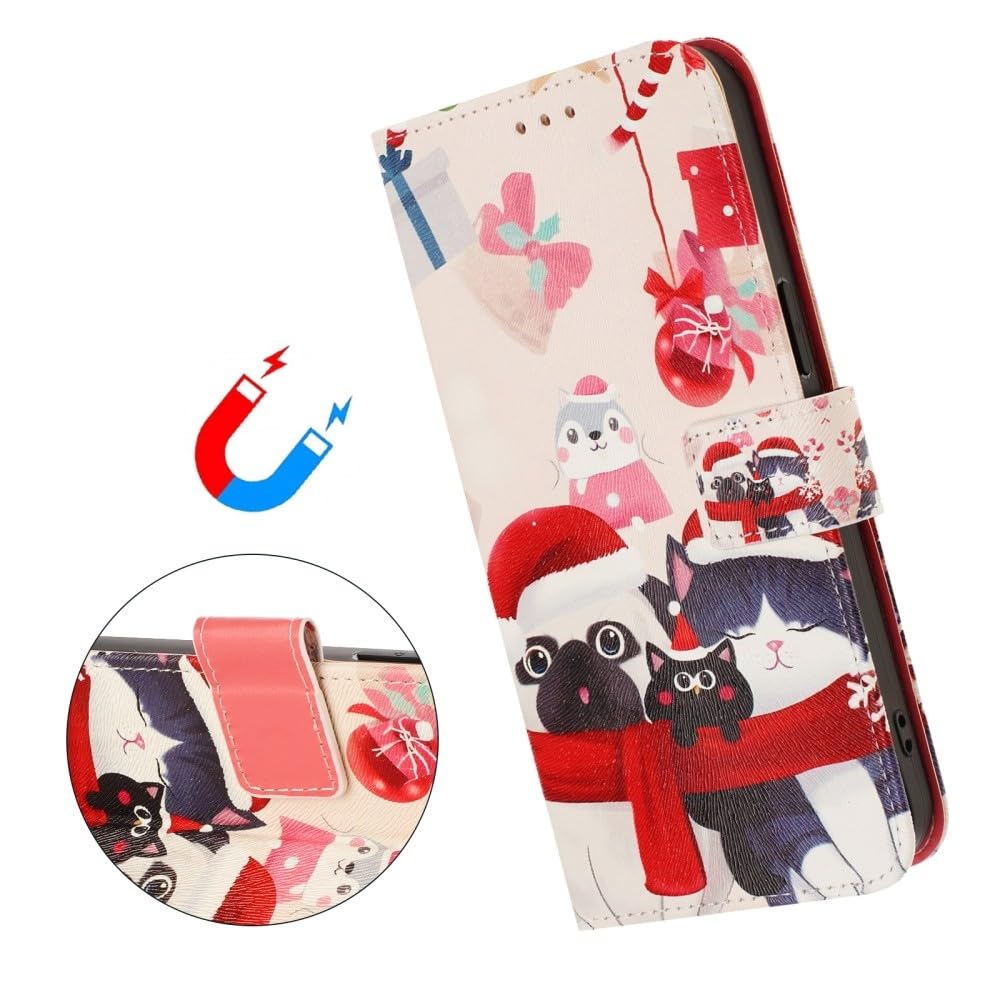 Generic Étui compatible avec Oppo Find X3 Lite (Design : Nuit de Noël) Motif Portefeuille en cuir Étui à rabat