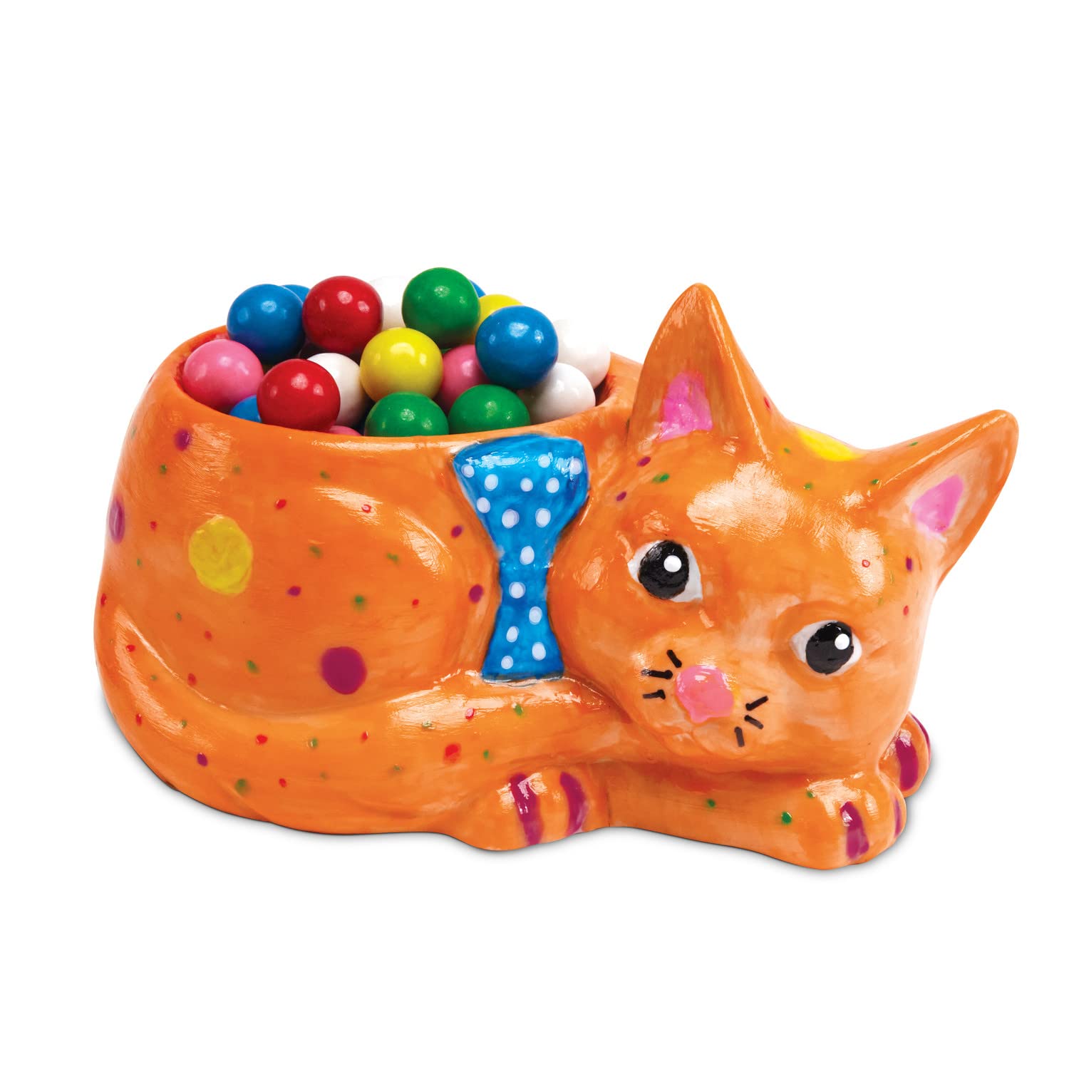 MindWare Paint Your Own Cat Dish – Figurines de peinture en porcelaine pour enfants, adolescents et adultes à partir de 8 ans – Comprend 12 peintures et 2 pinceaux