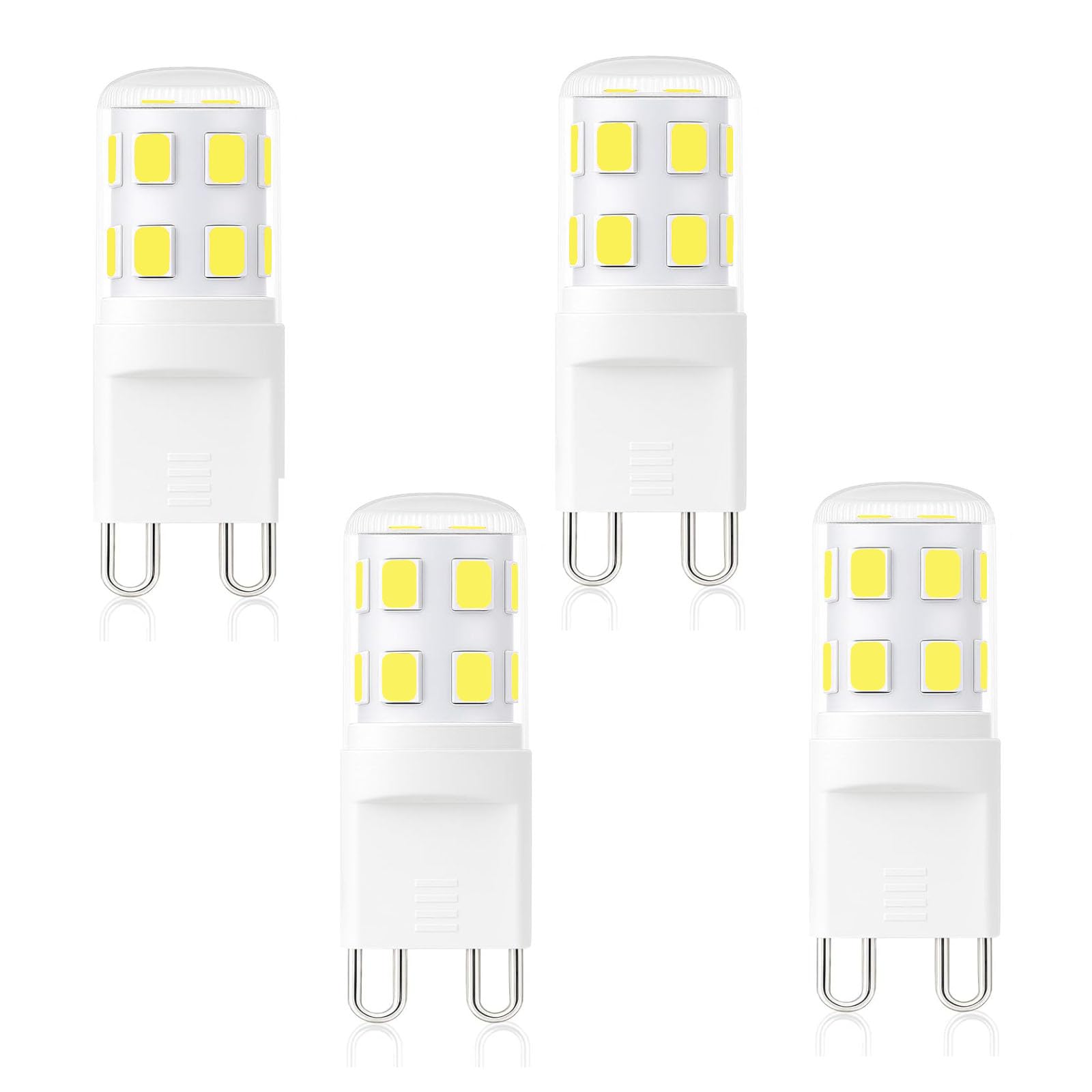 Euxper G9 2W LED Light Bulbs Cool White 6000K - 28W 33W Halogen Equivalent, Capsule Gu9 LED Bulb for Crystal Chandelier,AC220-240V, 320LM, CRI>85, No Flicker, Non-dimmable, 4 Pack