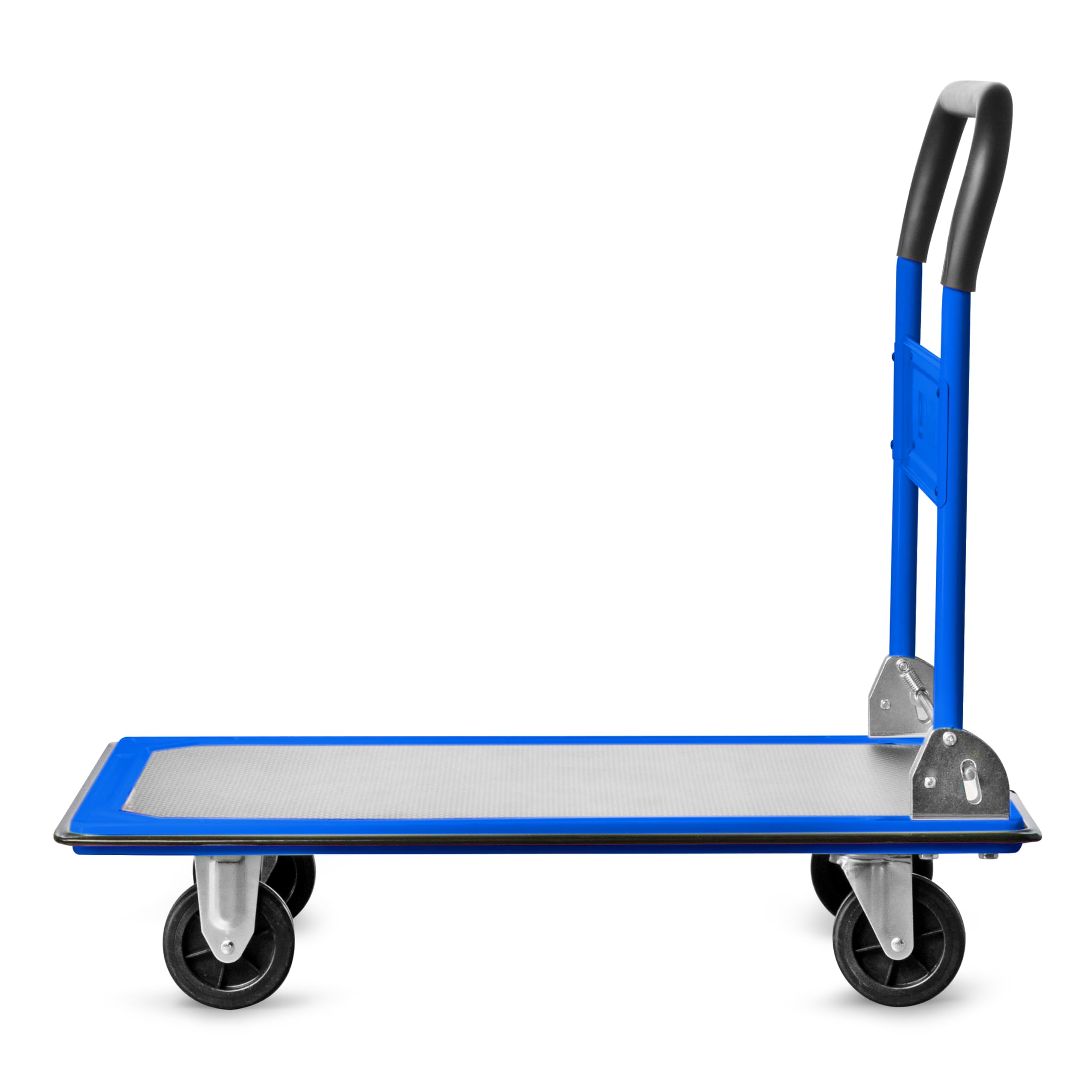 Pallit Carro de transporte plegable carretilla traspaleta manual en color azul, capacidad de carga de 300 kg, plegable, con revestimiento antideslizante, ayuda de transporte