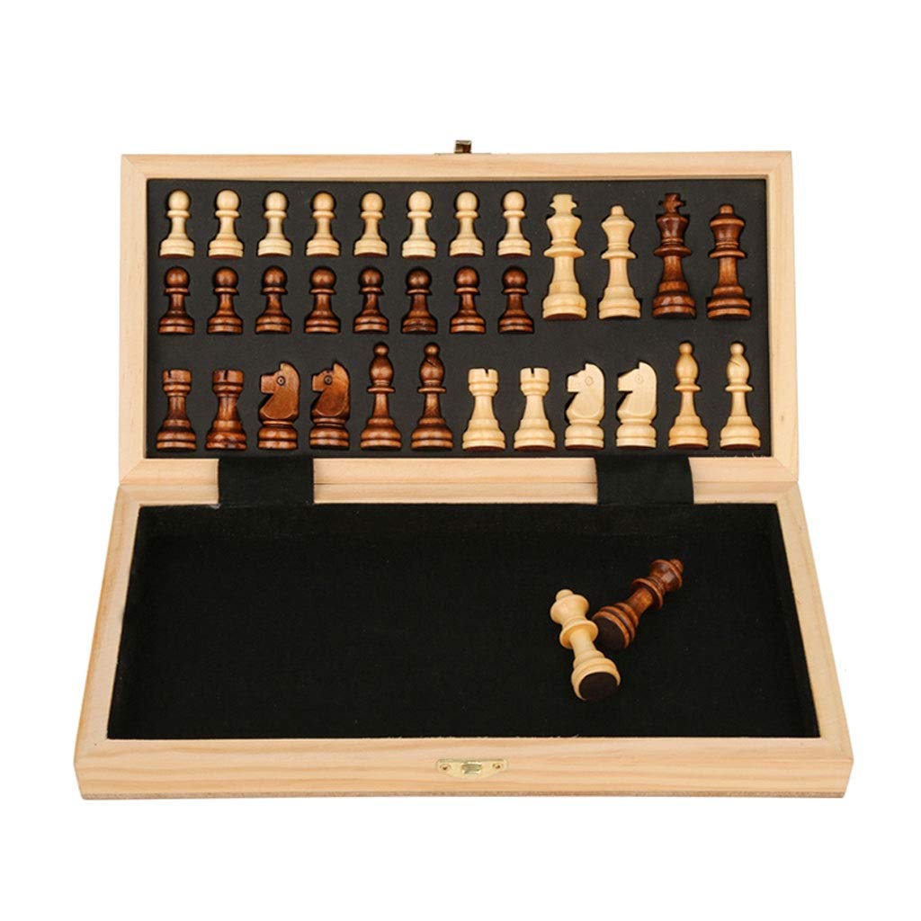ZAW Schach Magnetische hölzerne faltende Schach-Set mit gefilztem Spiel-Board-Innenraum for Lagerschachbrett 29cm * 29cm, 2 extra Queens Chess (Größe : 29cm)