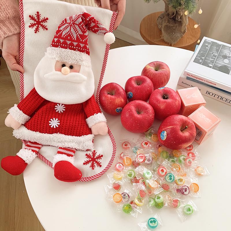 Große Weihnachtsstrümpfe, 45,7 cm gestrickter Weihnachtsmann, Weihnachtsstrumpf-Dekorationen, Weihnachtsstrumpf für Kinder, Geschenk, Kamin, Weihnachtsbaum, hängende Strümpfe für Familie, Neujahr,