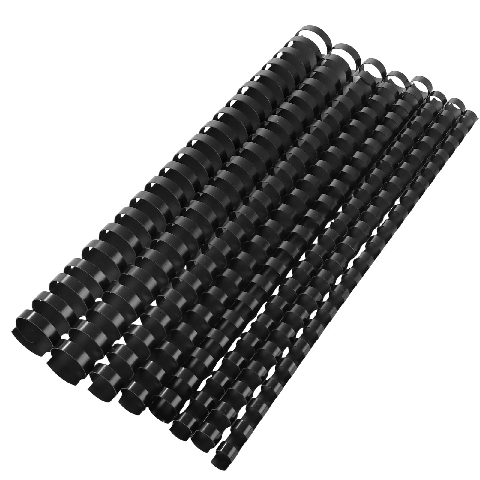 Swylexn 160Pcs Multi-Size Binding Combs, Black 10/12/14/16/18/20/22/25MM Comb Binder Spines, 60-200 Sheet Binding Capacity, 21 Rings, Suitable for A4 Documents, Notebooks