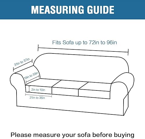 Miniatura 4 de Juego de 6 fundas de sofá superelásticas para 3 fundas de cojín, diseño floral, color azul
