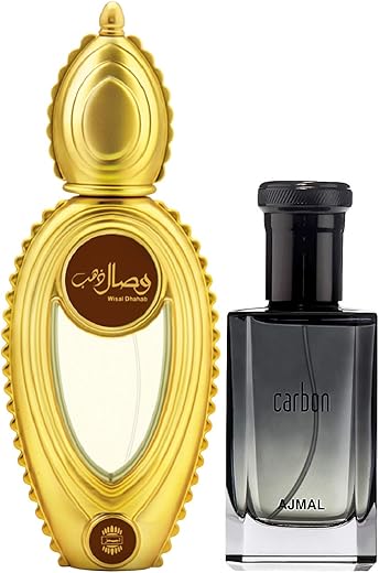 Ajmal Wisal Dhahab EDP Fruity Floral Perfume 50ml for Men and Carbon EDP Citrus Spicy Perfume 100ml for Men FREE