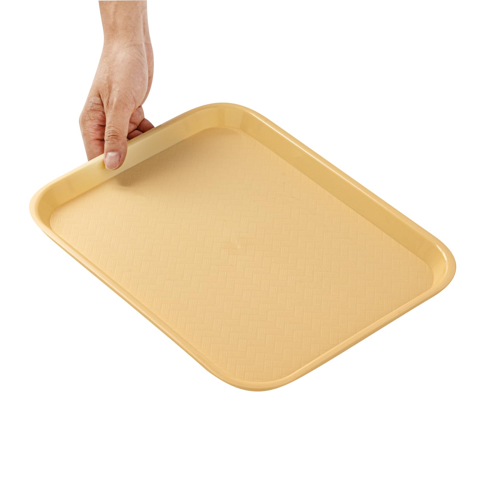 RW Base Bandejas de comida rápida de 10 x 14 pulgadas, 10 bandejas resistentes para almuerzo de cafetería, ligeras, antideslizantes, bandejas de plástico beige, esquinas redondeadas, para restaurantes