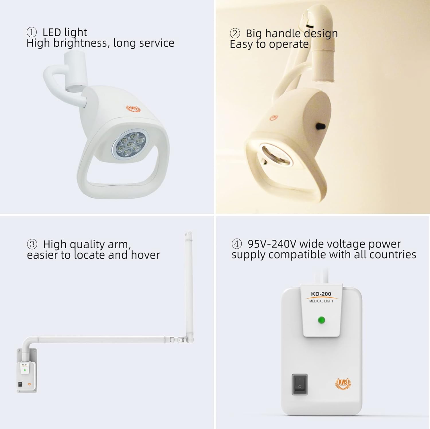 Wall Mounted Adjustable Dental Lab Exam Lamp LED Surgical Shadowless Light KD-2021W-3