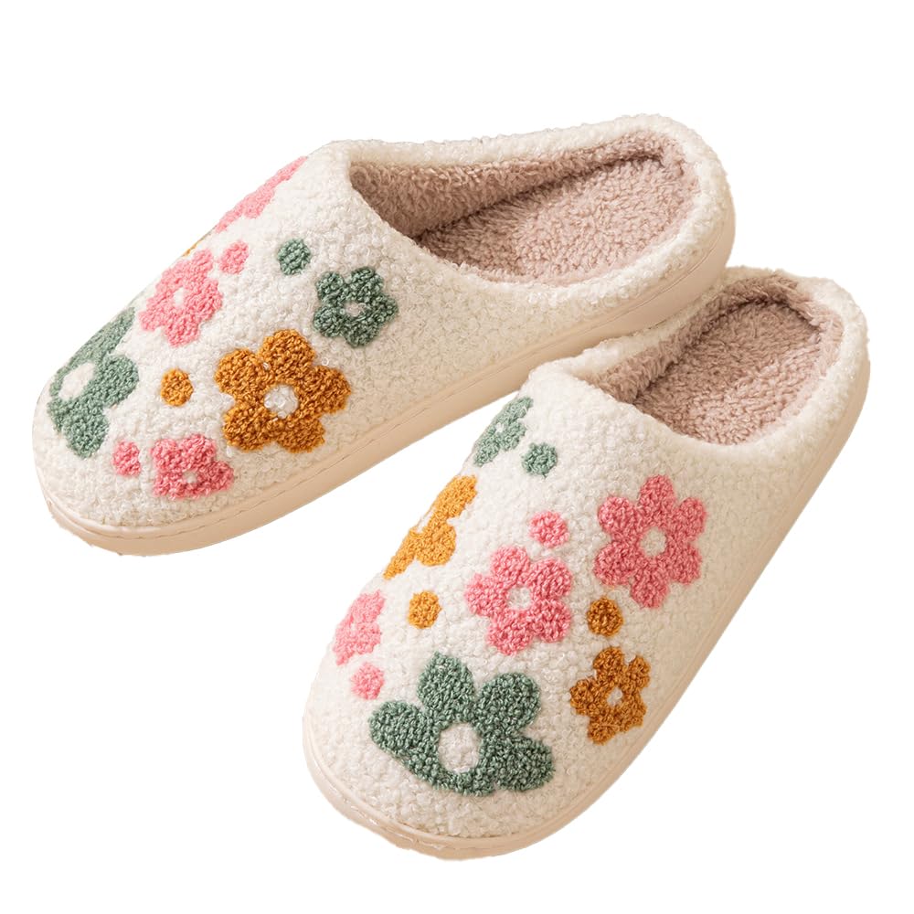 Fuzzy House Cute Slippers for Women Men Indoor Soft Plush Lining Non-Slip Sole Cozy Winter Style Shoes