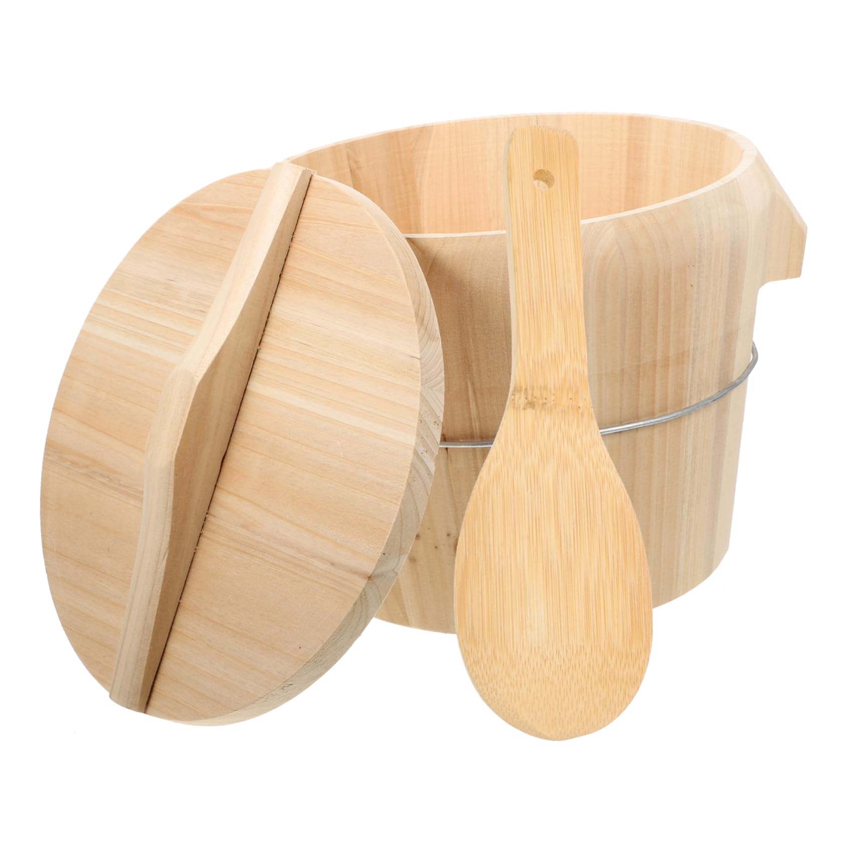 Cubo de Arroz al Vapor de Madera Natural para Restauración y Hogar | Madera Natural, Diseño de Fondo Móvil, Limpieza Sencilla, para Cocina al Vapor, Restauración y Hogar Doméstico