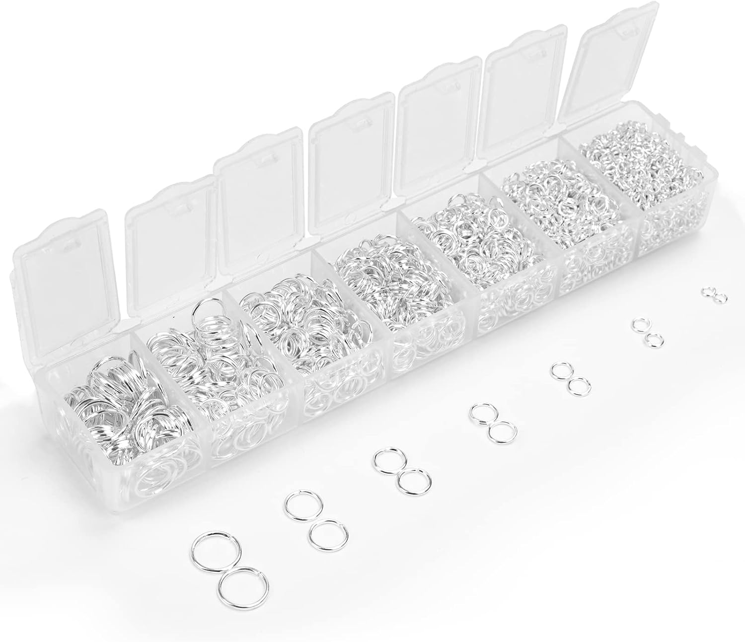 2300pc Assorted Silver Jump Rings for Crafts Jewelry Making