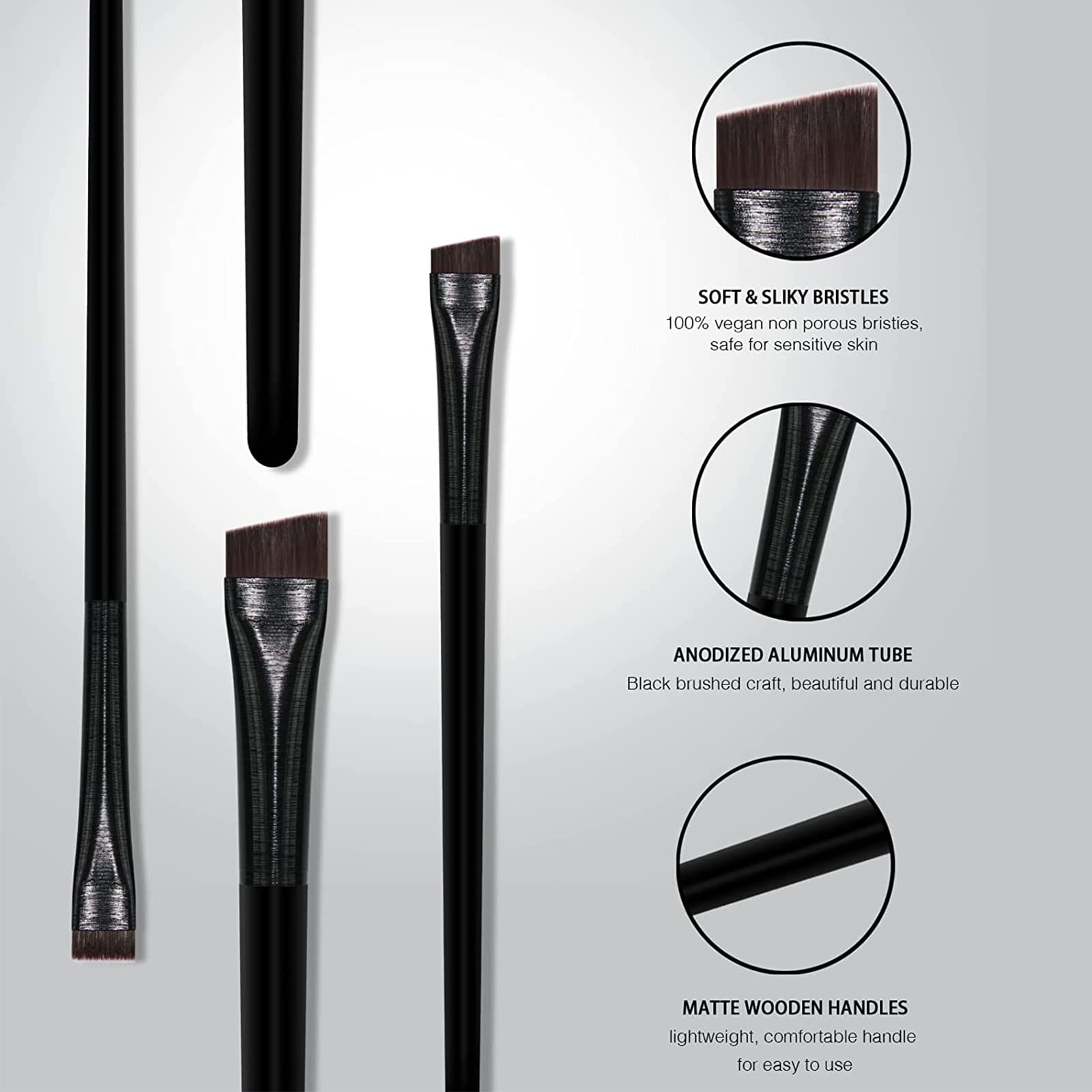 FENGCHUANG Schräger Eyeliner Pinsel 6 Stück Augen-Make-up-Werkzeug Schwarz