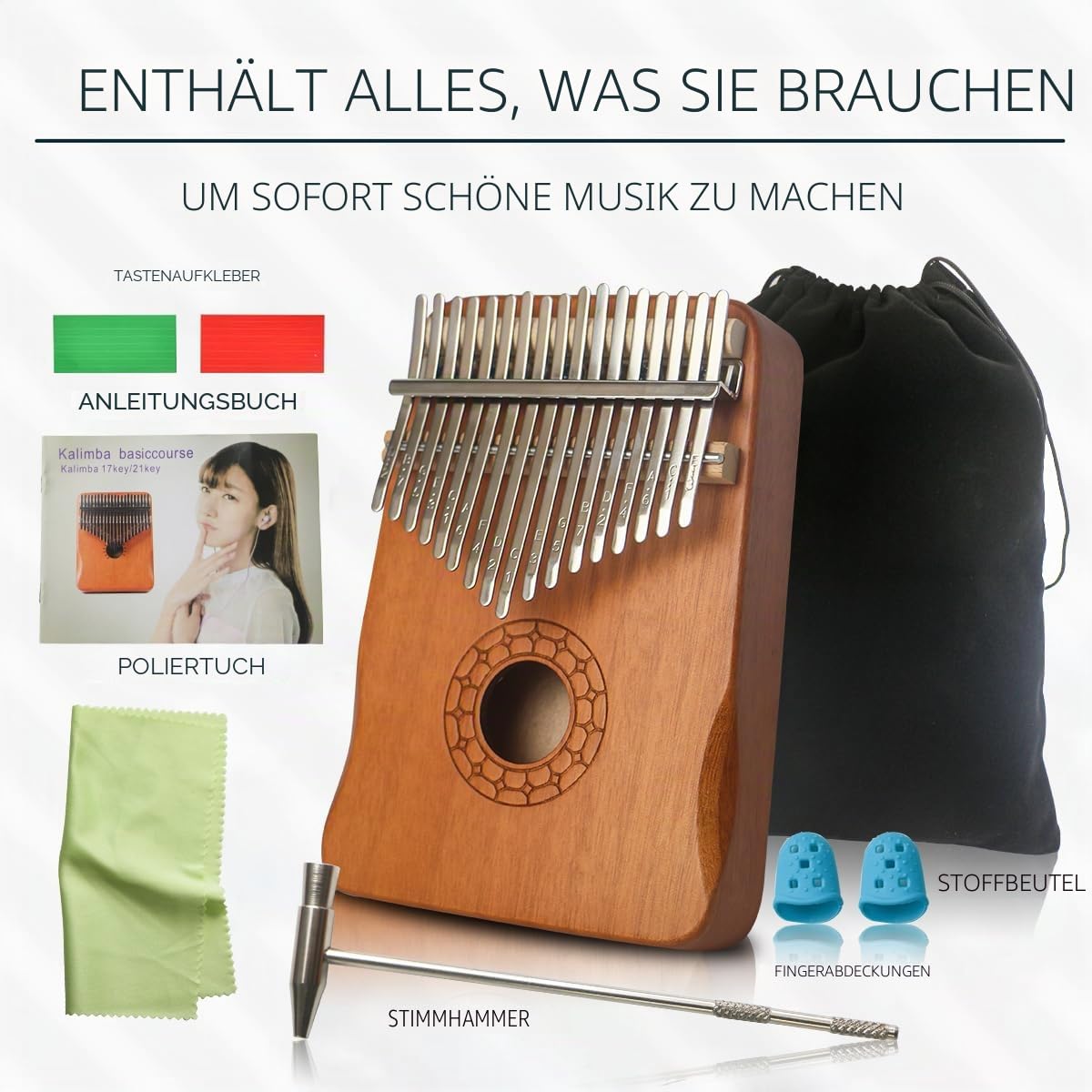 Kalimba Daumenklavier, Stylophon-Instrument, hochwertig, leicht und langlebig, Mahagoni, Musikgeschenke für Kinder und Erwachsene