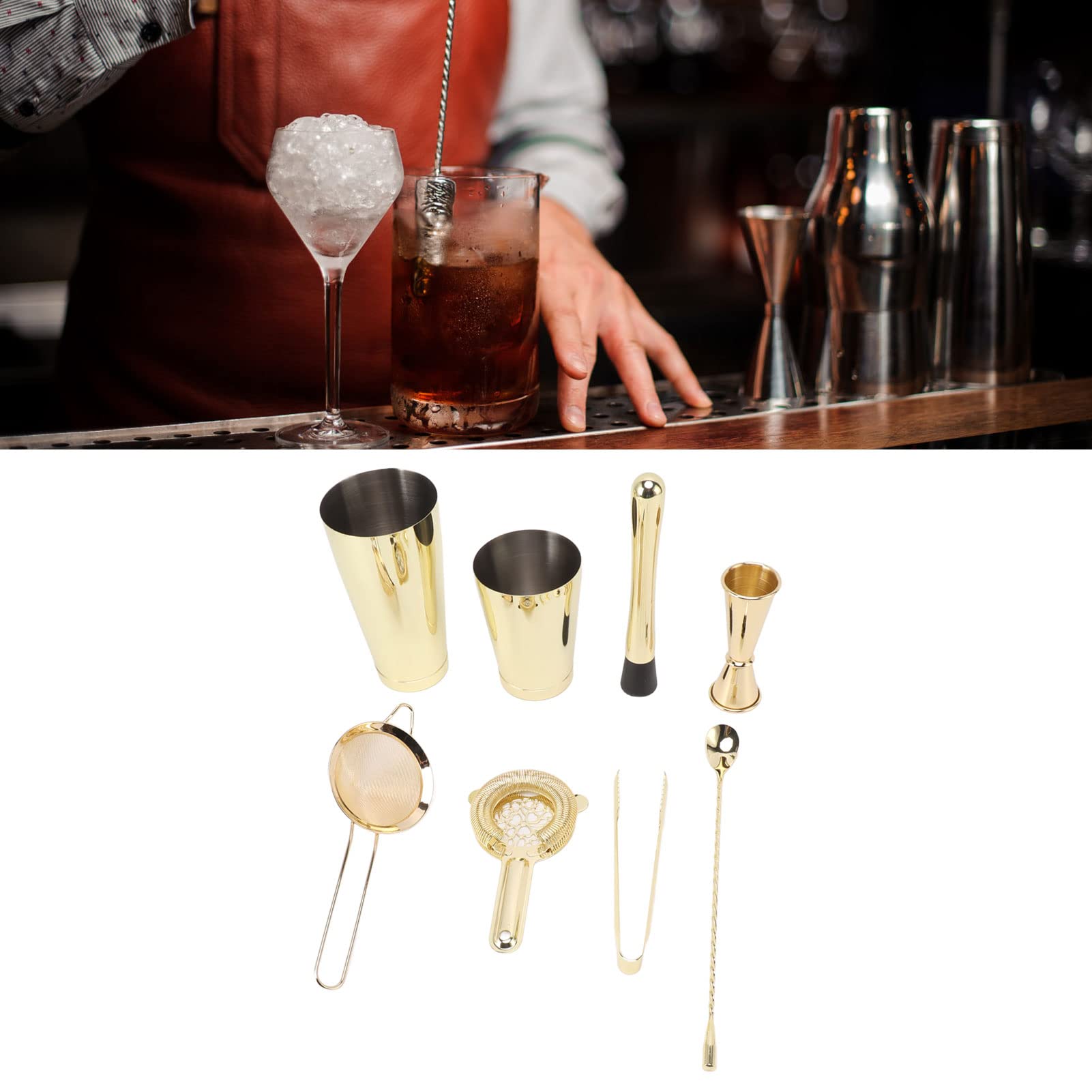 aqxreight Kit in Acciaio Inossidabile Buona Conservazione della Temperatura Set di Strumenti Boston Shaker Bar Essenziale per Uso Domestico e Professionale (Tipo B)