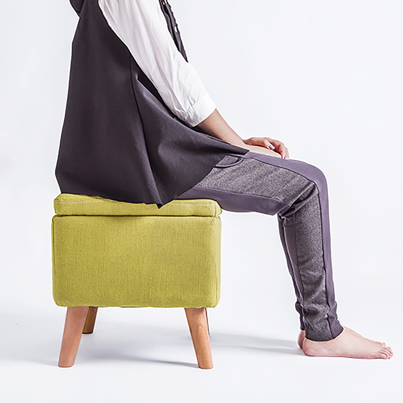 麻素材 オットマン スツール 足置き ボックス 椅子 ソファ 腰掛け