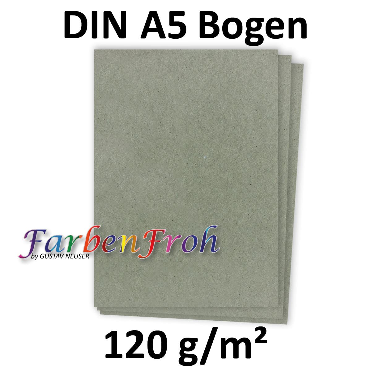 700 hojas de papel DIN A5 – Papel natural gris – 120 g – 14,8 x 21 cm – Papel para manualidades – FarbenFroh by Gustav Neuser