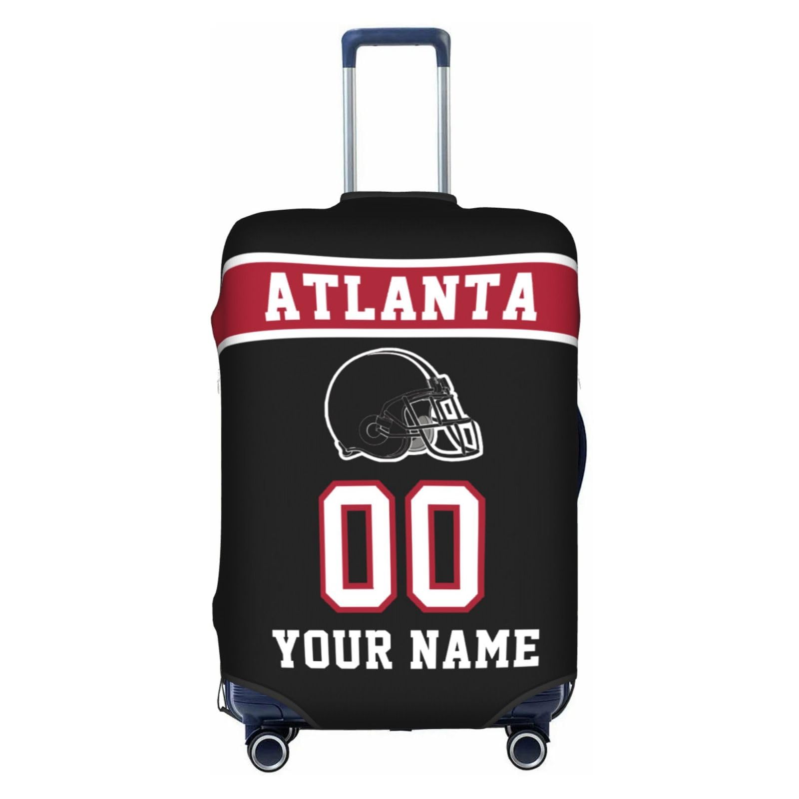 Custom Atlanta Luggage Cover Personalized Football Style Suitcase Cover with Name Number Customized Washable Elastic Sports Travel Suitcase Protector for Business Vacation Gifts