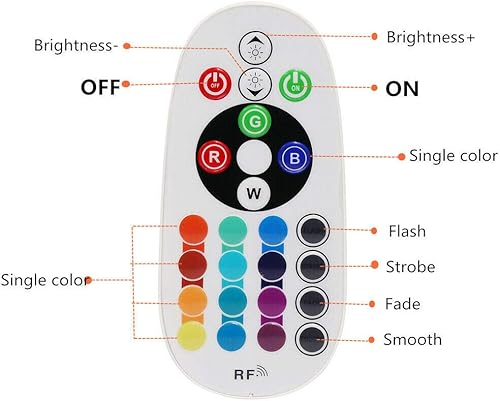 Cinta de luz de neón RGB de 24 teclas, lámpara de luz nocturna flexible LED de neón (33 pies)