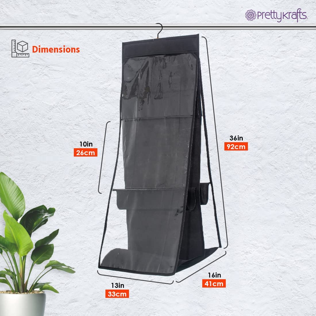 PrettyKrafts Pretty KRAFTS Purse/Handbag Hanging Storage Organiser - Black 1
