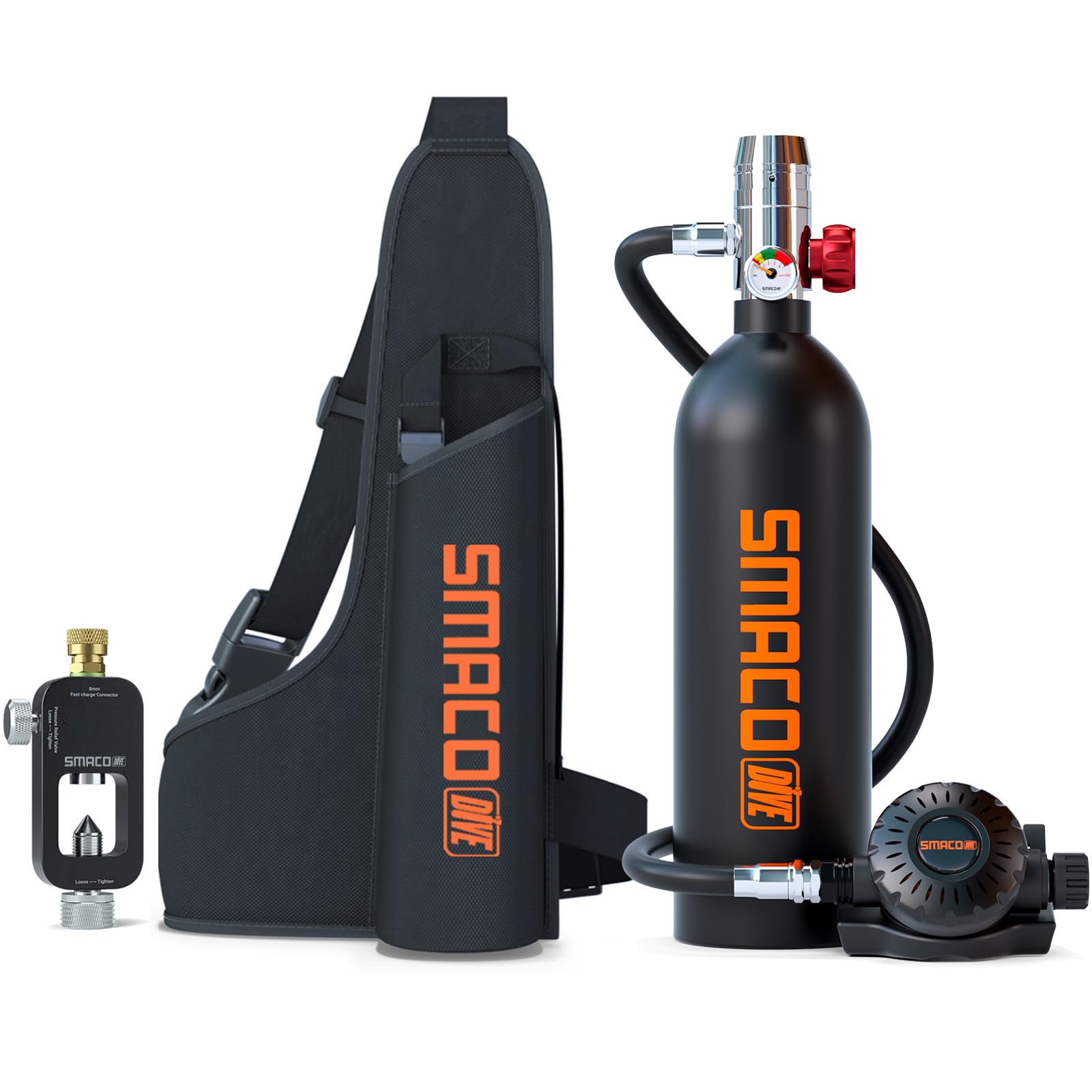 SMACO S400 1L Mini Scuba Tank Up to 20 Min Dive Time, Portable Diving Cylinder for Scuba Diving, Snorkeling &Emergency Rescue
