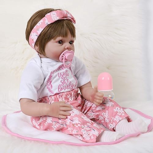 Miniatura 5 de ENADOLL Muñeca Reborn Baby Doll realista de vinilo de silicona de 24 pulgadas con peso y cuerpo suave realista para niños a partir de 3 años (banda