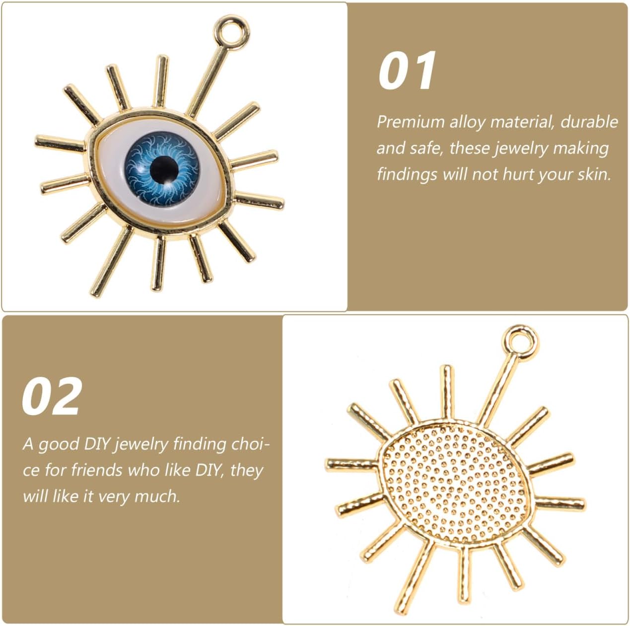 VILLCASE 10pcs Evil Eye Charms, Jewelry Charms Alloy Connector Pendants for Necklace Bracelet Earring Making for Unique Craft Projects Skin-friendly Jewelry Accessories - Image 3
