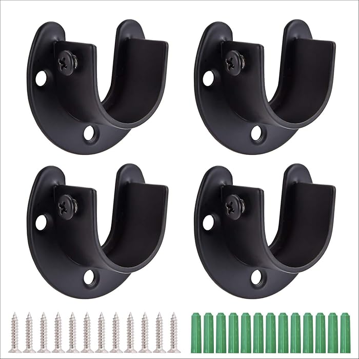 Buy Closet Rod Brackets Stainless Steel Matte Black Closet Rod support Bracket U Shape Socket