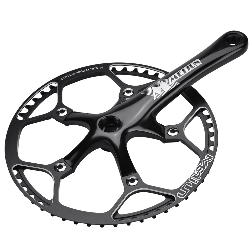 singlespeed kurbelgarnitur,Tbest Fahrrad kurbelgarnitur,Fahrrad kurbelgarnitur Singlespeed Crankset 53T Mountainbike Fixed Gear Tretkurbel Aluminiumlegierung Hohle Integral Kurbel Set Arm Reparatur Zu Sport & Freizeit