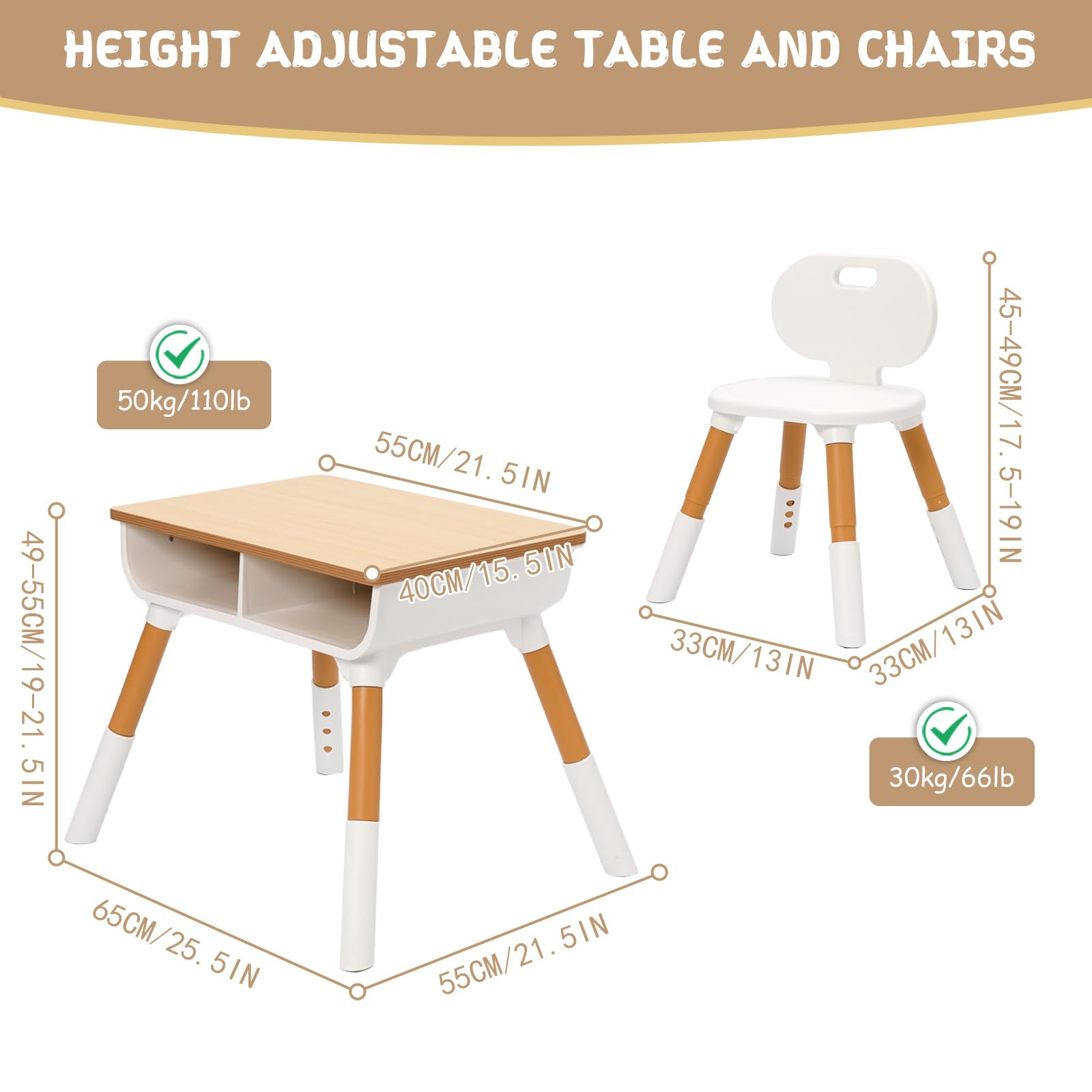 Mesa infantil con 2 sillas, altura regulable, grupo de asientos infantiles para guardería, escritorio para niños con espacio de almacenamiento y silla infantil, juego de sillas para niños
