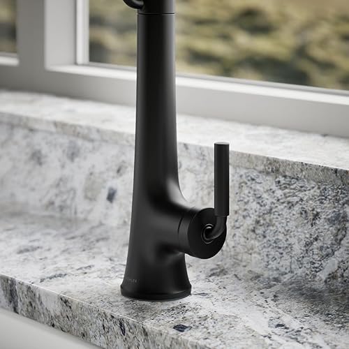 Vista 23 de KOHLER 23765-CBL Tone - Grifo de cocina semiprofesional, negro mate/cromo pulido