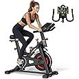 Exercise Bike, Dripex 2023 Upgrade [Super Silent Belt Drive] Indoor Stationary Bike with Tablet Holder, LCD Monitor for Home Bicycle Workout