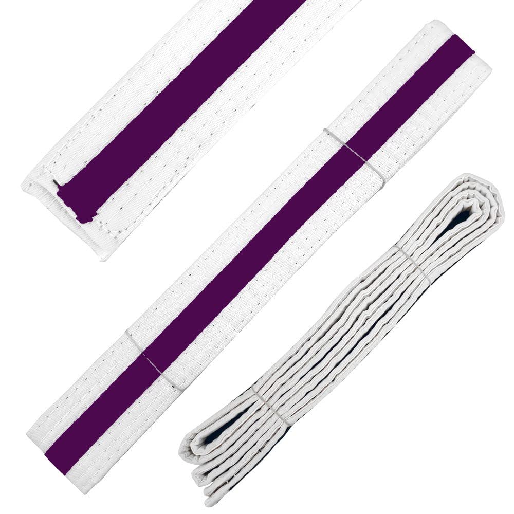 Martial Arts Belt White Belt with Mixed Color Stripe for Martial Arts - Taekwondo Karate Judo (1, Purple Stripe)