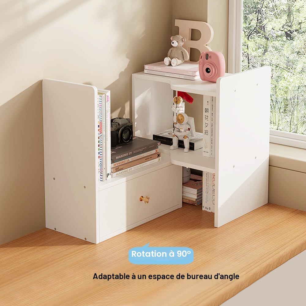 NUODWELL Étagère de bureau extensible, étagère de rangement de bureau réglable autoportante, organisateur de bureau pour le bureau et la maison (blanc)
