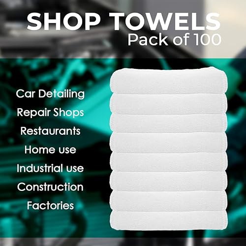 Miniatura 24 de Avalon Towels Cotton Shop Trapos – Paquete de 100 trapos de limpieza de 12 x 14 pulgadas – Toallas absorbentes y toallas de limpieza multiusos