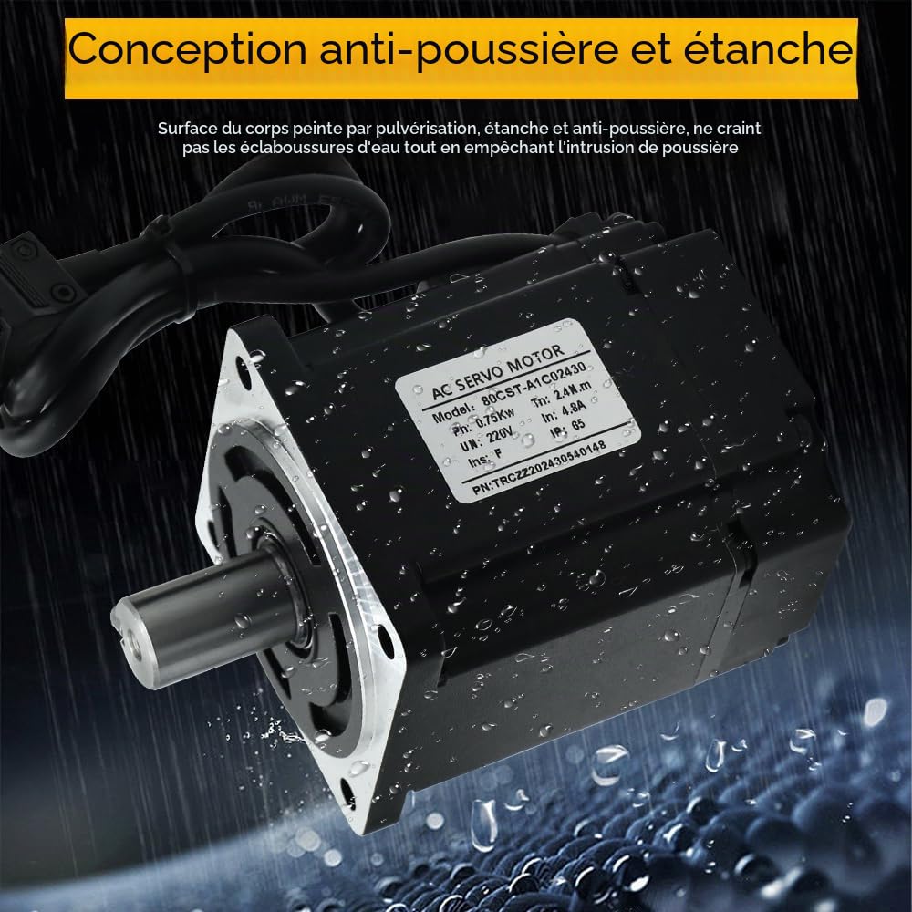 Servomoteur 80CST-A1C02430 750W 2.4N.m 4.8A AC Servo DriveHTNC-C30S-L20A-RABN-B Driver resistance RS485 contrôleur haute précision servo magnétique (750W)