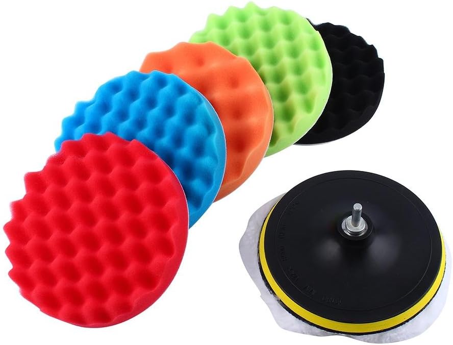 7 Pcs Sponge Buff Polishing Pads Kit, 7'' Foam Waxing Buffing Polishing