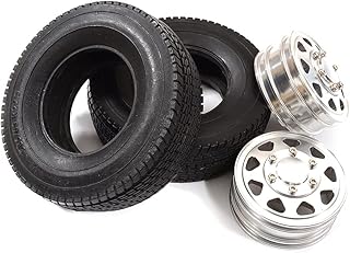 Integy RC Model C31137 Machined Alloy Front Wheel & Tire (2) Set for Tamiya 1/14 Scale Trucks W=25mm
